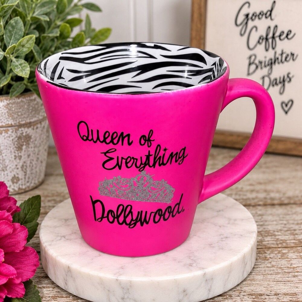 Dollywood Queen of Everything Pink and Zebra print coffee cup mug Souvenir